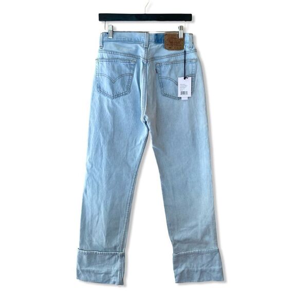 NWT Aligrace Levis jeans Cuffed Baggy Customs blue Light Wash Revolve $398 26 - Picture 6 of 13